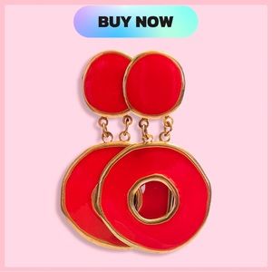1980s Chunky Red Circle Earrings